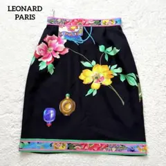 最高級✨LEONARD ラップスカート カンカン素材 花柄 トリム XL相当