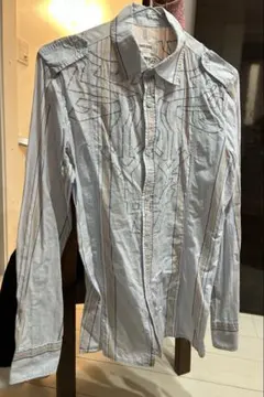 【値下げしました】DIESEL 長袖シャツ ライトブルー ストライプ