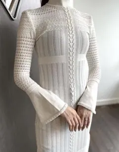 mame kurogouchi マメ クロゴウチ 日本製 シルクブレンド 長袖 ニット ワンピース 1 ホワイト レディース 2026年最新】mame ニット ワンピースの人気アイテム - メルカリ