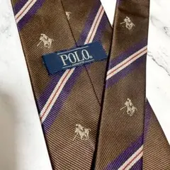 POLO ネクタイ ブラウン ストライプ メンズネクタイ