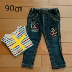 ミキハウス ダブルB 90㎝ 刺繍デニム