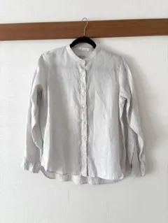 無印良品 バンドカラーシャツ リネン Lサイズ 麻100% グレー