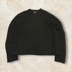 S*s様 00s アバクロ リブ編みウール混ニットセーター メンズ 厚手ダークグ