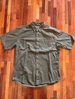 【特価】Eddie Bauer 半袖コットンネルシャツ M オリーブグリーン