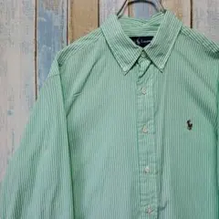 1102☆ラルフローレン☆長袖BDシャツ☆刺繍ロゴ☆カラーポニー☆ストライプ