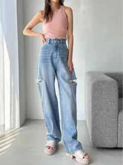 GRL サイドカッティングデニムパンツ