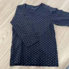 長袖肌着 薄手ドット柄 95cmネイビー