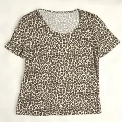 レリアン 半袖Tシャツ カットソー レオパード柄 ブラウン系 7号のサムネイル