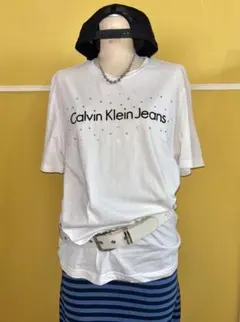 希少 Calvin Klein Jeans ラインストーン Tシャツ y2k S