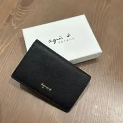 ✨ agnès b. VOYAGE レザー名刺入れ ✨ 黒Xゴールド 箱付のサムネイル