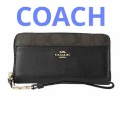 新品未使用】COACH 長財布 ブラック ストラップ付 - メルカリ
