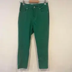 【小泉アパレル】ストレートパンツ　グリーン　フィットシルエット　M　ストレッチ