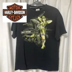 希少！ハーレーダビッドソン 半袖Tシャツ 両面プリント ブラック 古着