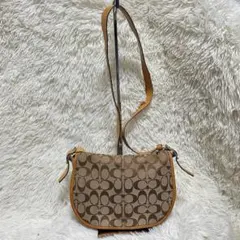 a856　COACH　コーチ　ショルダーバッグ　メッセンジャー　シグネチャー　茶