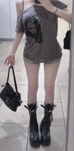 厚底ブーツ 編み上げ BLACK 地雷 サブカル y2k パンク A’