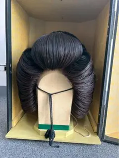 創作グラデーション、耐熱パープルプラス、大サイズ、中古大衆演劇かつら、舞踊かつら 銀杏返し(黒髪、生え際網無しタイプ)中サイズ、中古舞踊かつら