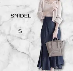 SNIDEL スナイデル ハイウエストヘムボリュームスカート デニム インディゴ