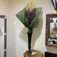 ドライフラワー スワッグ パンパスグラス スターチス，プロテイア花器ガラス底金物のサムネイル