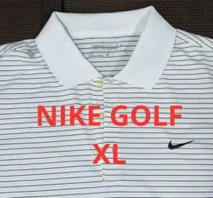 ナイキ ゴルフ 半袖 ポロシャツ テック素材 白 ボーダー ストライプ XL