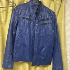 本革青のレザージャケットのサムネイル