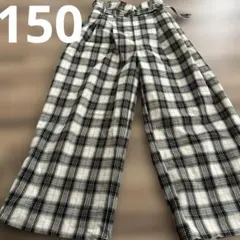チェック柄ロングパンツ 150 ベルト付き