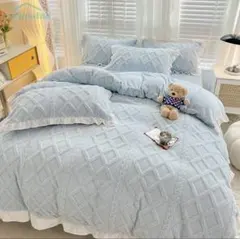 寝具セット ベッドシーツ 布団カバー 枕カバー ダブル 水色 ニトリ IKEA