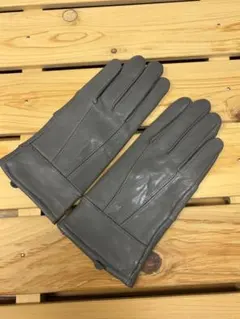 新品★レディース革手袋・ラムレザーグローブ裏起毛　本革　グレー　大きめ