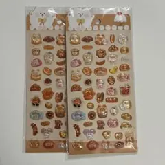 ぷっくりシール 2枚セット パン ラメ入り ねこ3Dまとめ売り