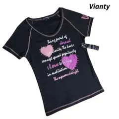 平成ギャル Vianty ラメ・ハート・両面プリントTシャツ 黒 68568のサムネイル