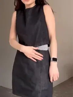 3 ZARA TRF カットアウトディテール デニム ワンピース L