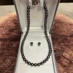 Sakuya グレー真珠ネックレスとイヤリングセット　冠婚葬祭　値下げ不可