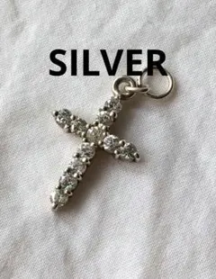 ビンテージ　クロス　シルバー　ペンダントトップ　SILVER　ジルコニア
