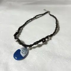 【美品】モアナ風ネックレス　貝殻モチーフ　ビーズパール付きブラウンコード