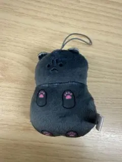 グレー猫型ぬいぐるみ ストラップ付き