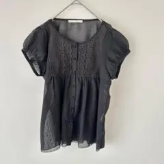 ローリーズファーム シースルーブラウス 半袖 透け感有 胸元デザイン 女性 M