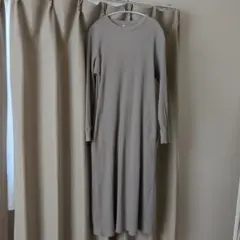 無印良品　М〜L　ワッフル　長袖　ロングワンピース