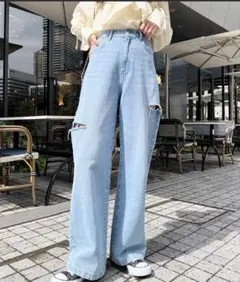 デニム　ダメージデニム　ブルー