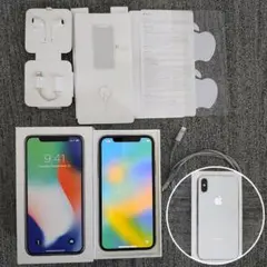■両面・サイド傷なし！■iPhone X 64GB SIMフリーホワイト箱付