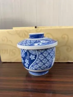 ZZ045 建水 染付間取山水 平安 西村徳泉 紙箱(合わせ) 茶道具 古物