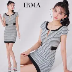 IRMA イルマ ツイード柄 フロントジップ タイトミニドレス ブラック