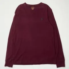 【バーガンディ】ラルフローレン ロンT M 長袖 Tシャツ ポニー 無地 古着のサムネイル