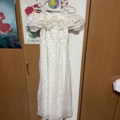 GRL ホワイト ドット柄 フリル ワンピース M