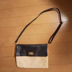 美品・麻ショルダーバッグ・ショルダーバッグ・ 2wayハンドバッグ・紐取り外し可