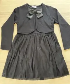 フォーマルワンピース 120 女の子 卒園式 入学式 発表会 リボン ブラック