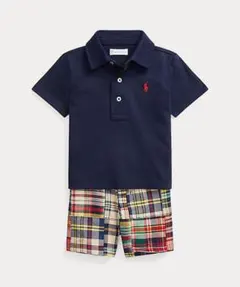 ラルフローレン　ネイビー ポロシャツ　チェック柄ハーフパンツ