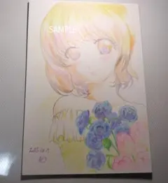 手描きイラスト 菜の花と少女 オリジナル 手描き一点物 - メルカリ