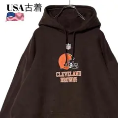 USA古着 Reebokリーボック NFL 肉厚パーカー 茶XL スウェット