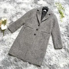 【AZUL BY MOUSSY】千鳥格子柄 チェスターコート ロングコート S