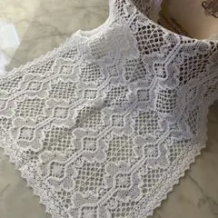 フランス　アンティーク　ヴィンテージ　テーブルクロス　手編み　ホワイト