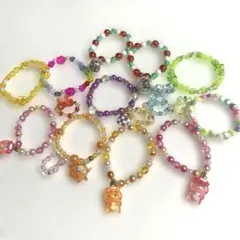 子供用　キラキラ　モチーフブレスレットとリングセット